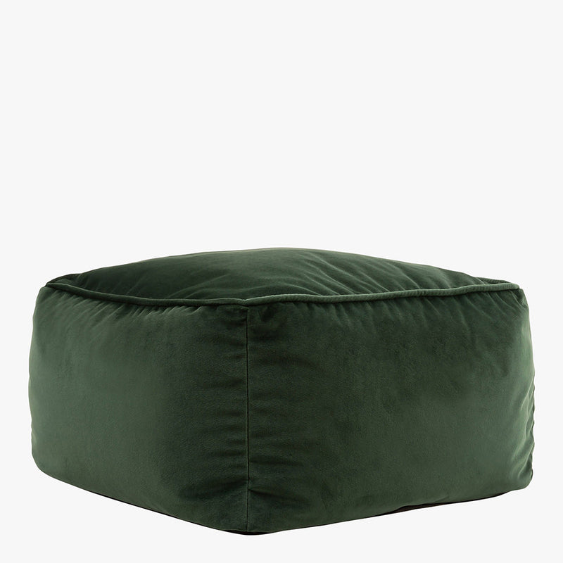 Amara Velvet Square Footstool - Forest Green
