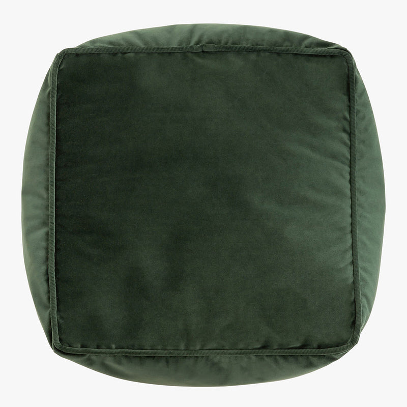 Amara Velvet Square Footstool - Forest Green