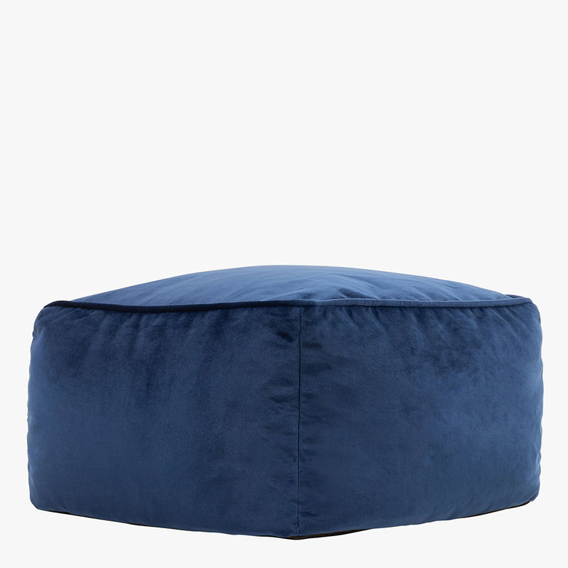 Amara Velvet Square Footstool - Navy Blue