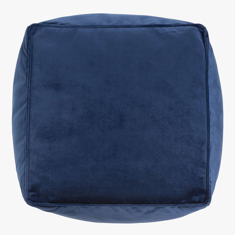 Amara Velvet Square Footstool - Navy Blue