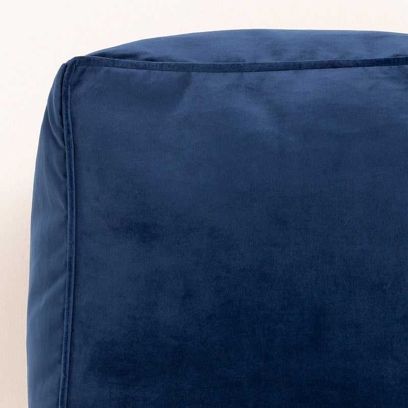 Amara Velvet Square Footstool - Navy Blue
