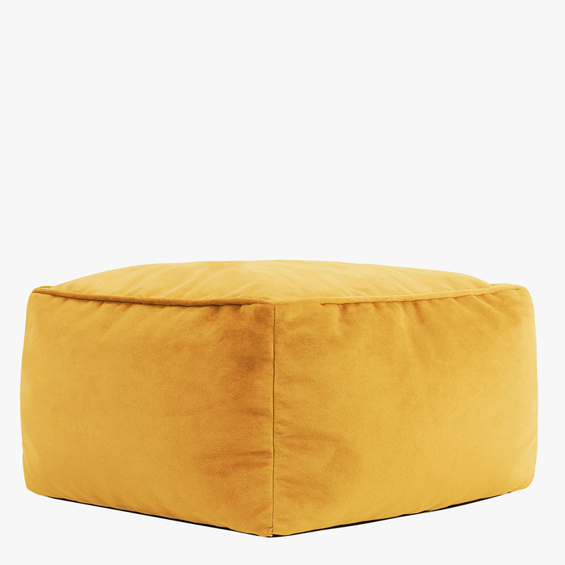 Amara Velvet Square Footstool - Ochre Yellow