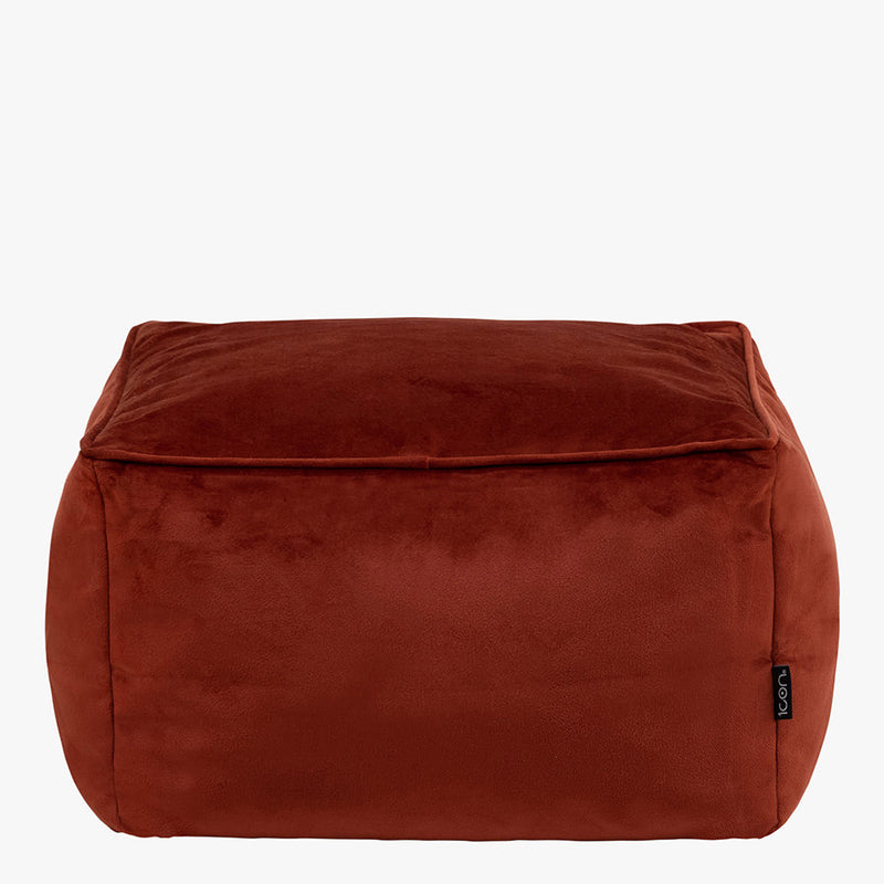 Amara Velvet Square Footstool - Terracotta