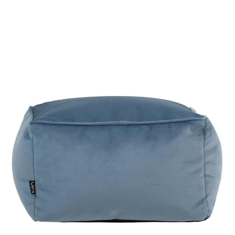 Amara Velvet Square Footstool - Light Blue