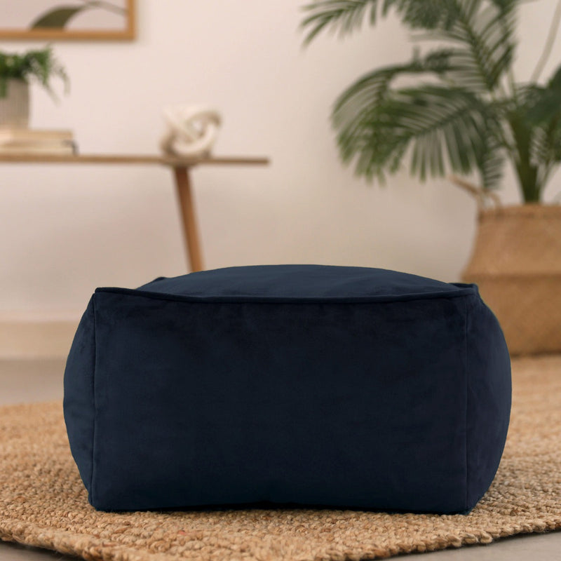 Amara Velvet Square Footstool - Midnight Blue