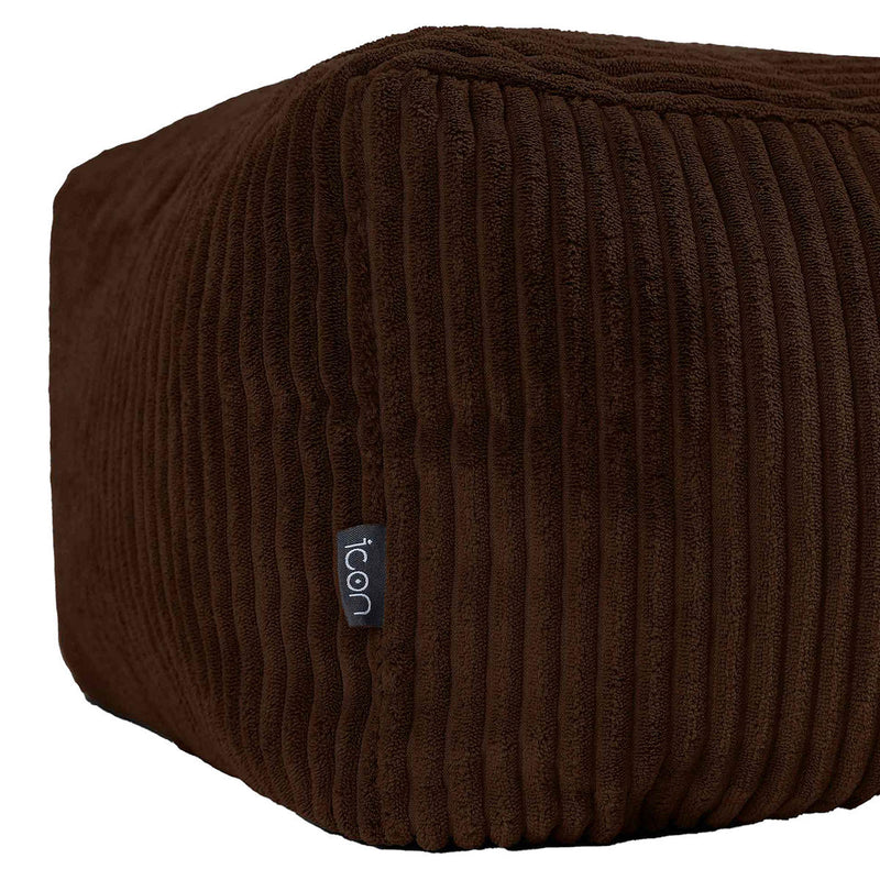 Amara Corduroy Square Footstool - Chocolate