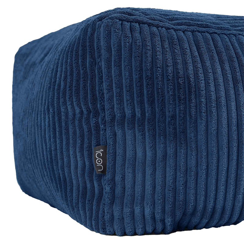 Amara Corduroy Square Footstool - Denim Blue