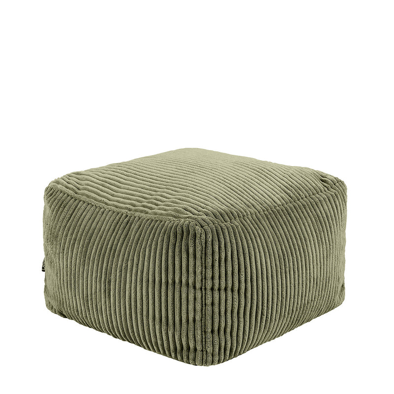 Amara Corduroy Square Footstool - Green