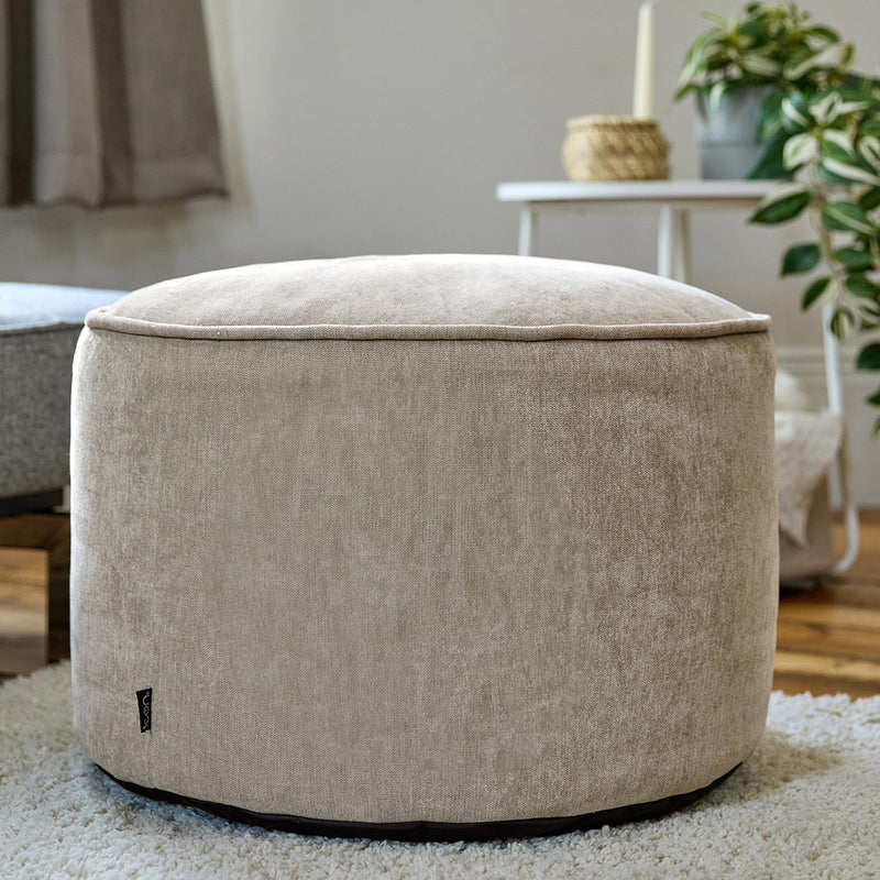 Milano Round Chenille Pouffe Footstool - Natural