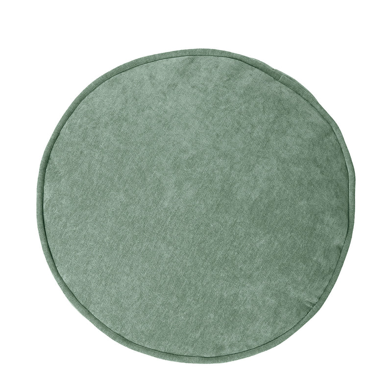 Milano Round Chenille Pouffe Footstool - Sage Green