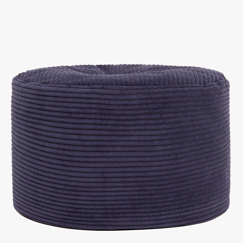 Milano Corduroy Round Pouffe Footstool - Navy Blue