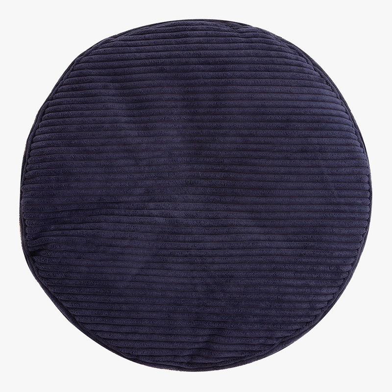 Milano Corduroy Round Pouffe Footstool - Navy Blue