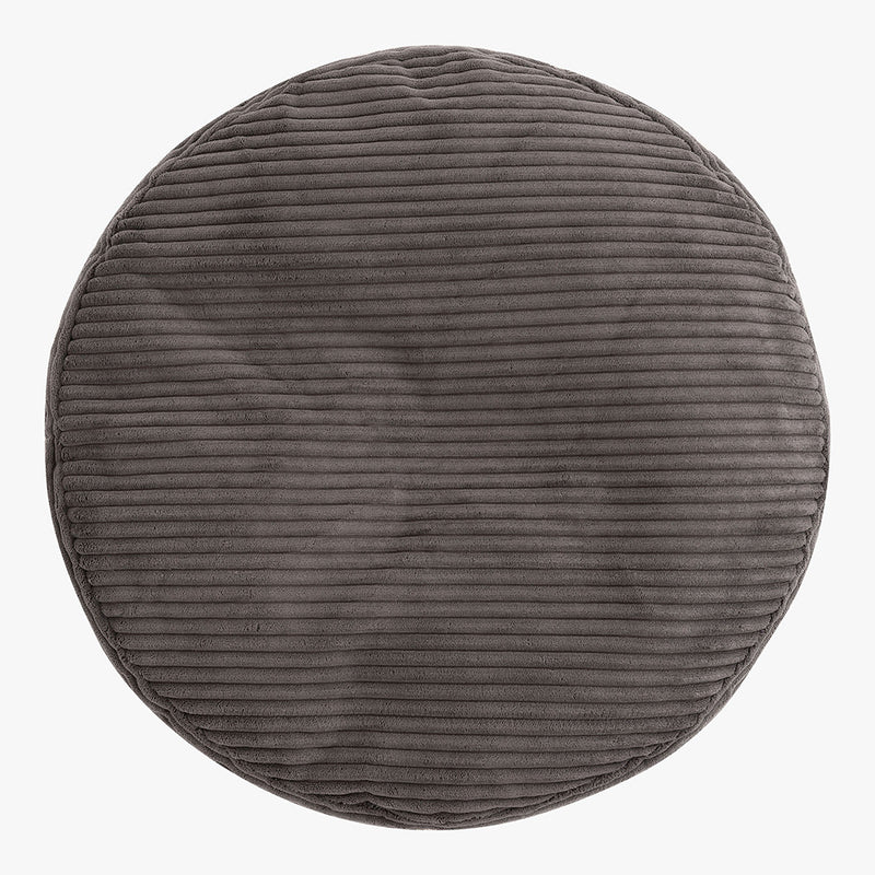 Milano Corduroy Round Pouffe Footstool - Charcoal Grey