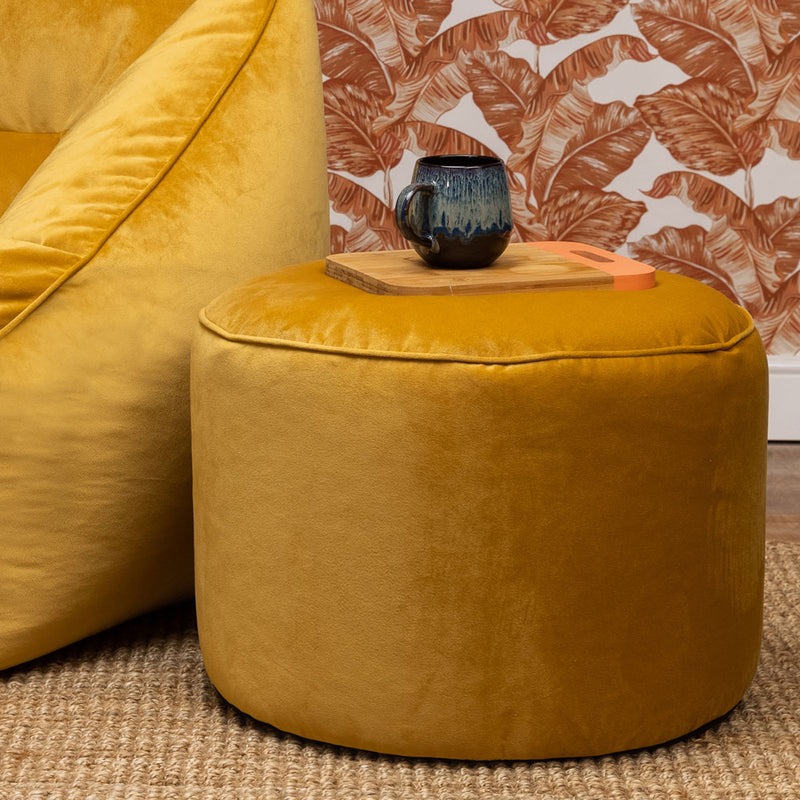 Milano Velvet Pouffe Footstool - Ochre Yellow
