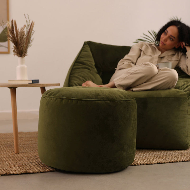 Milano Velvet Pouffe Footstool - Olive