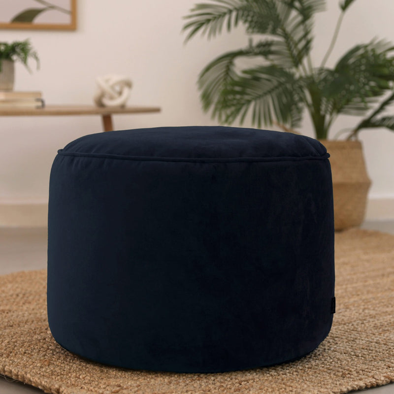 Milano Velvet Pouffe Footstool - Midnight Blue