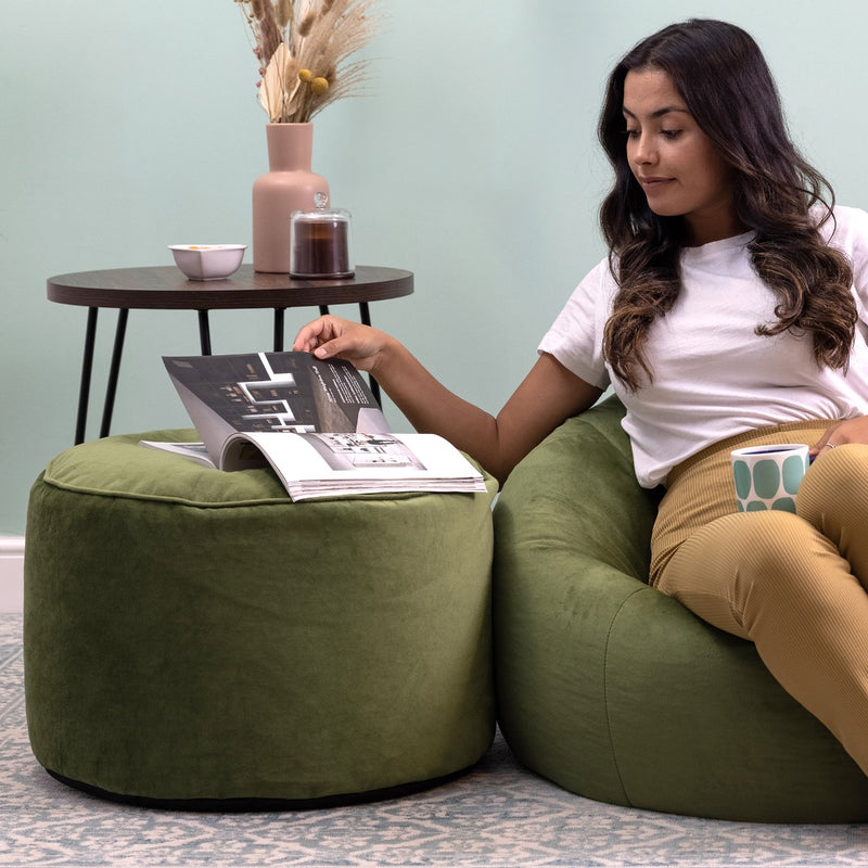 Milano Velvet Pouffe Footstool - Sage Green