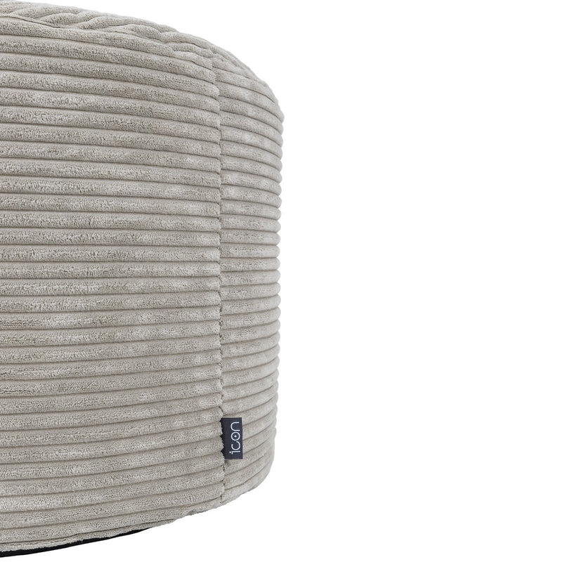 Milano Corduroy Round Pouffe Footstool - Grey