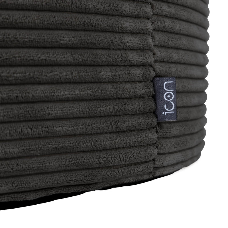 Milano Corduroy Round Pouffe Footstool - Charcoal Grey