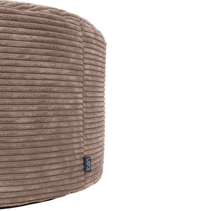 Milano Corduroy Round Pouffe Footstool - Mocha Brown