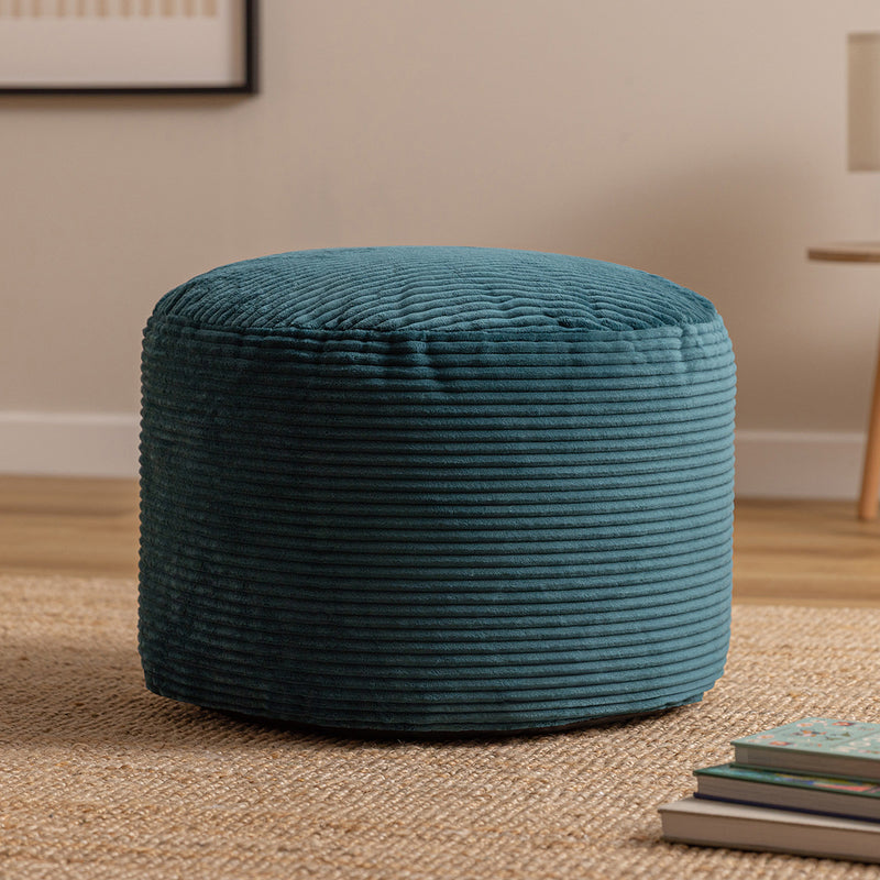 Milano Corduroy Round Pouffe Footstool - Teal
