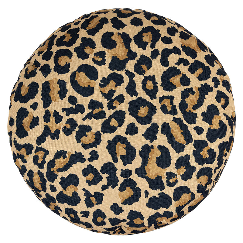 Milano Leopard Print Woven Round Footstool