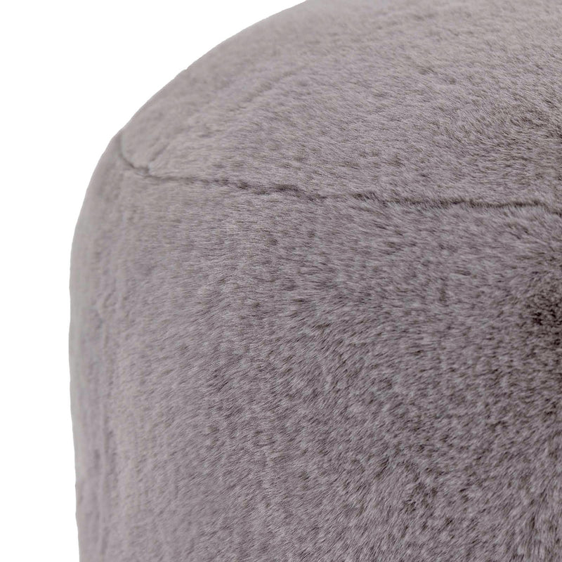 Milano Luxe Faux Fur Round Footstool - Grey