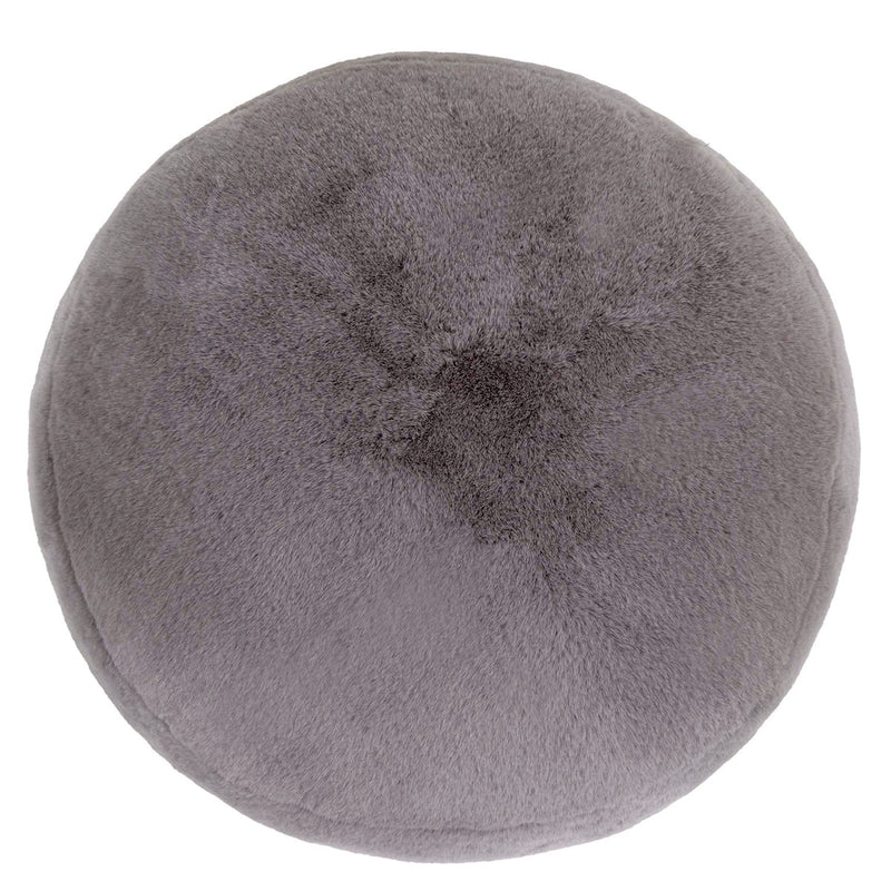Milano Luxe Faux Fur Round Footstool - Grey