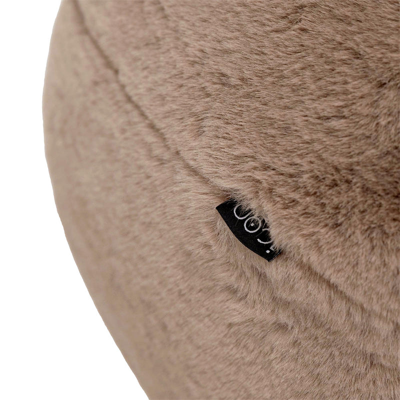Milano Luxe Faux Fur Round Footstool - Mocha Brown