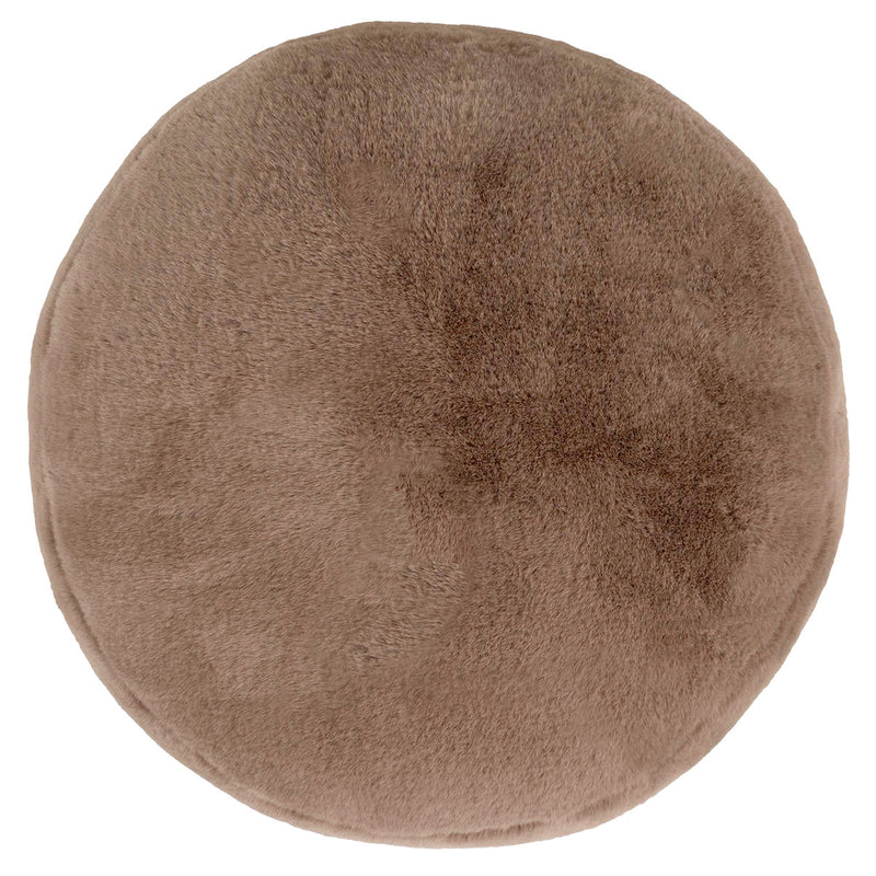 Milano Luxe Faux Fur Round Footstool - Mocha Brown