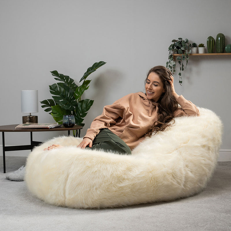 Faux Fur Dream Lounger Bean Bag - Beige