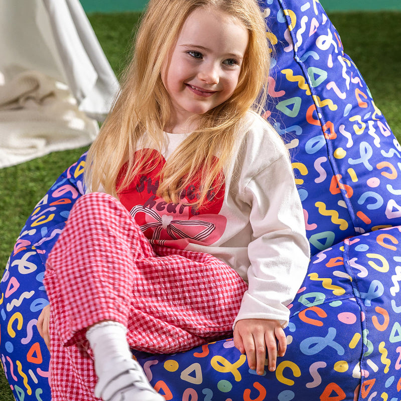 Kids Dalton Indoor-Outdoor High Back Bean Bag - Confetti Blue