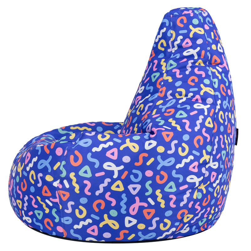 Kids Dalton Indoor-Outdoor High Back Bean Bag - Confetti Blue