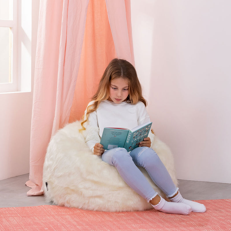 Kids Kingston Luxury Faux Fur Classic Bean Bag - Beige