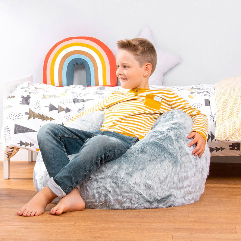 Kids Kingston Luxury Faux Fur Classic Bean Bag - Light Blue