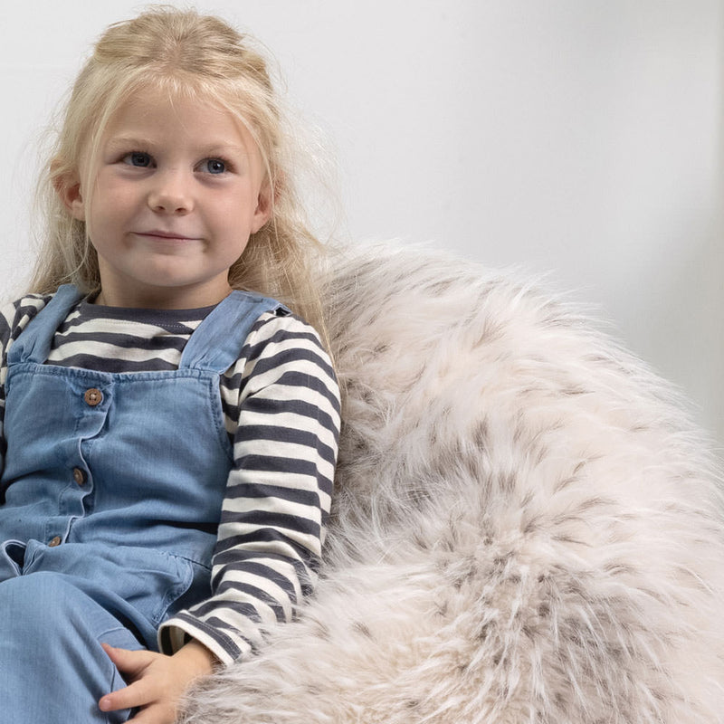 Kids Kingston Luxury Faux Fur Classic Bean Bag - Snow Leopard