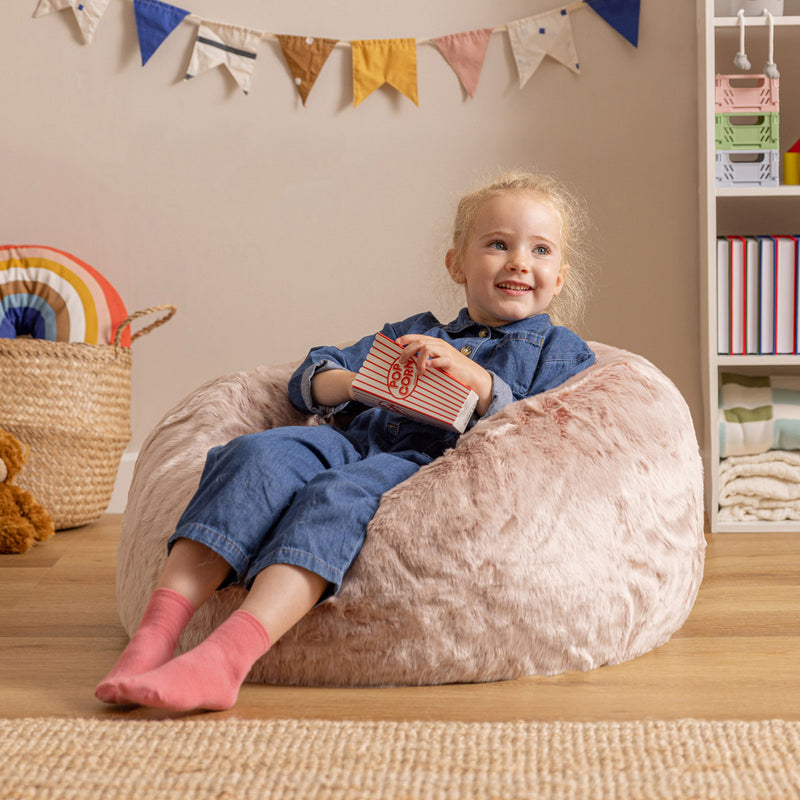 Kids Kingston Luxury Faux Fur Classic Bean Bag - Pink