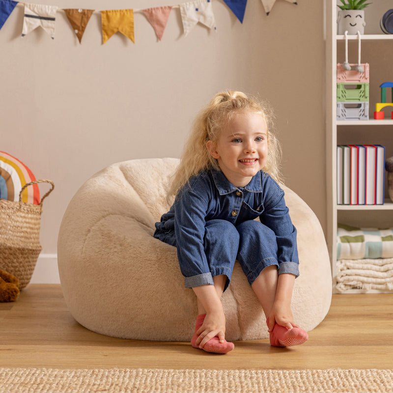 Kids Kingston Luxe Faux Fur Classic Bean Bag - Natural