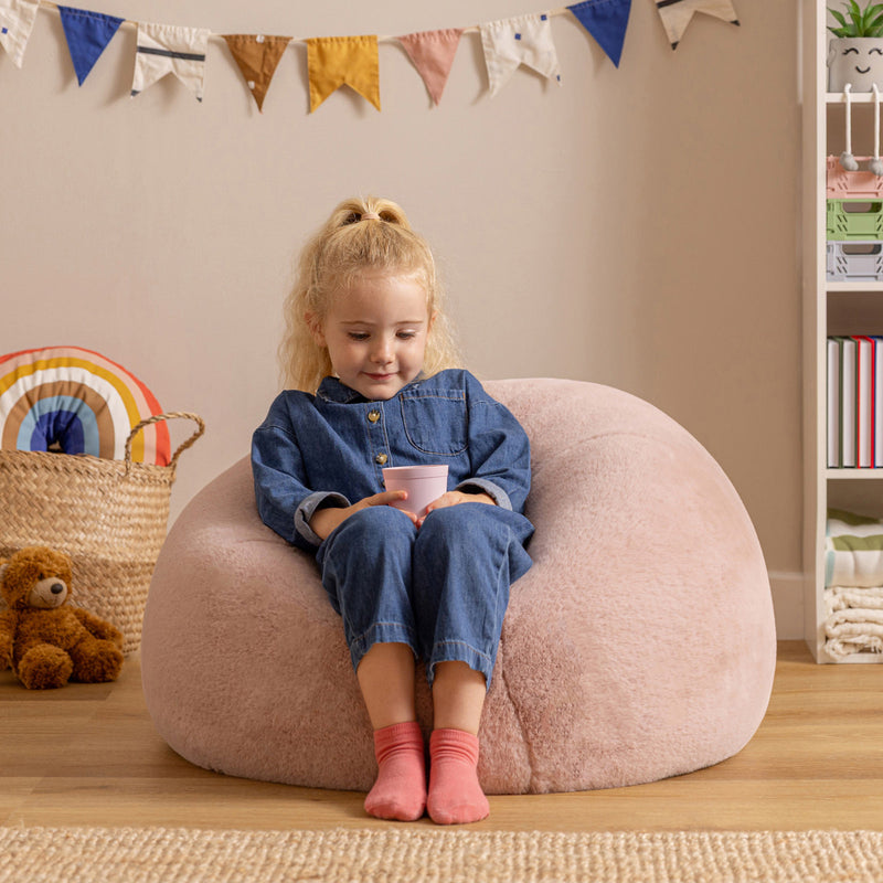 Kids Kingston Luxe Faux Fur Classic Bean Bag - Pink