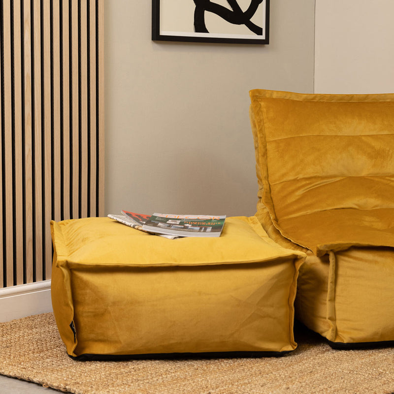 Vita Velvet Footstool - Ochre Yellow