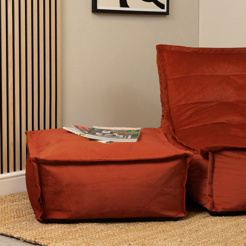 Vita Velvet Footstool - Terracotta