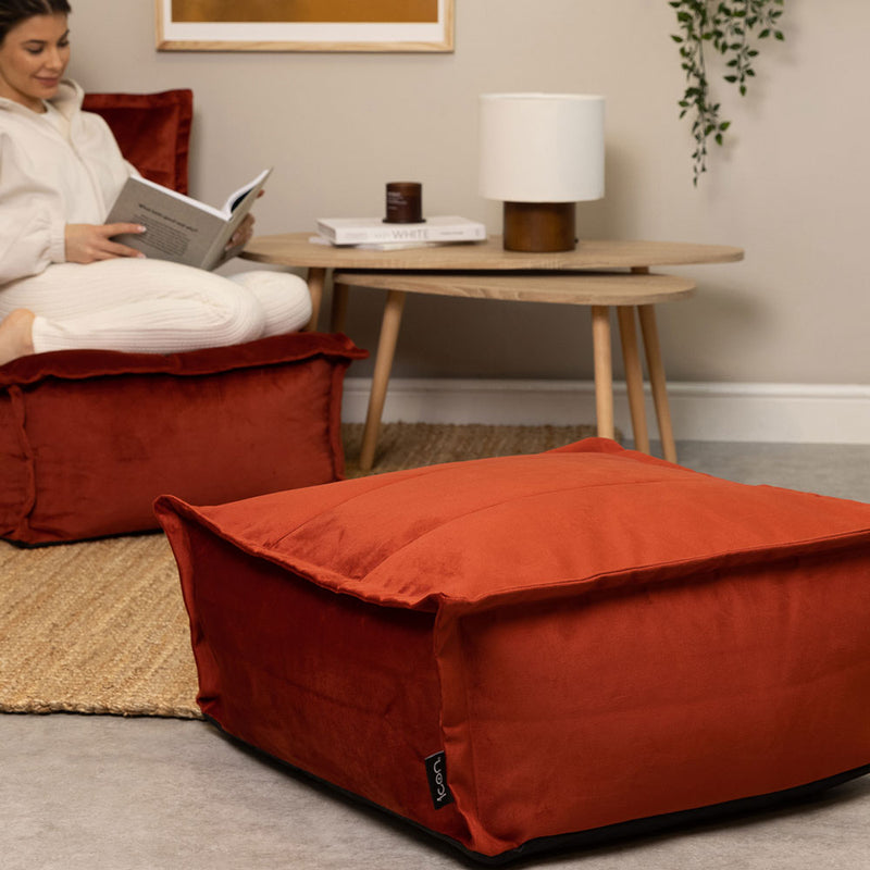 Vita Velvet Footstool - Terracotta