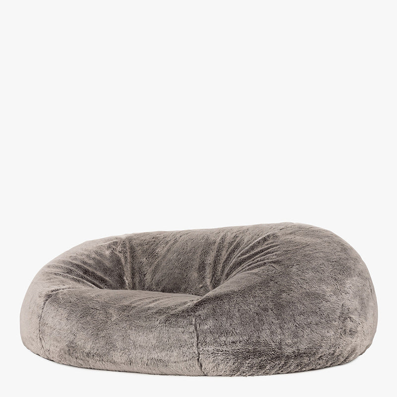 Kenai Cloud Two-seater Faux Fur Bean Bag - Arctic Wolf