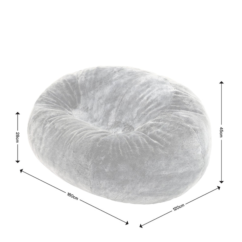 Kenai Cloud Two-seater Faux Fur Bean Bag - Arctic Wolf