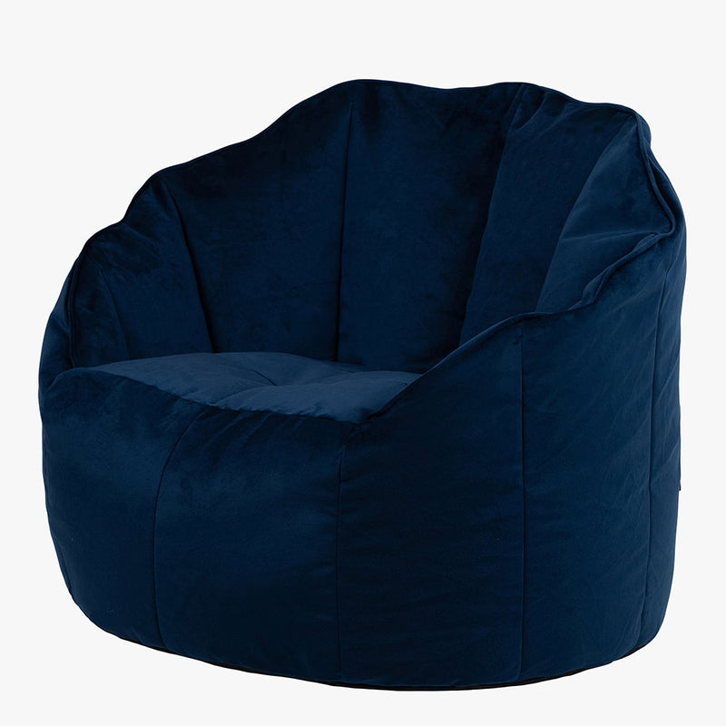 Sirena Velvet Bean Bag Accent Chair - Navy Blue