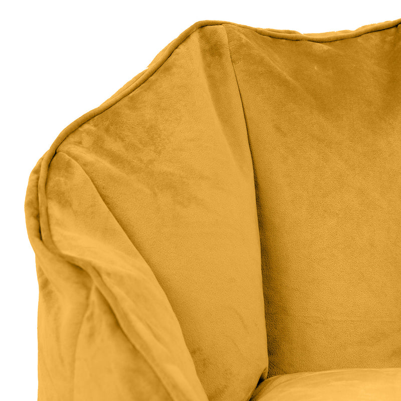 Sirena Velvet Bean Bag Accent Chair - Ochre Yellow