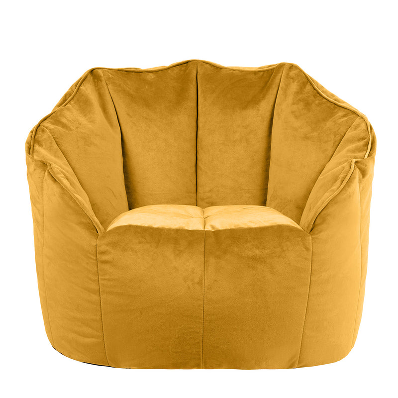 Sirena Velvet Bean Bag Accent Chair - Ochre Yellow