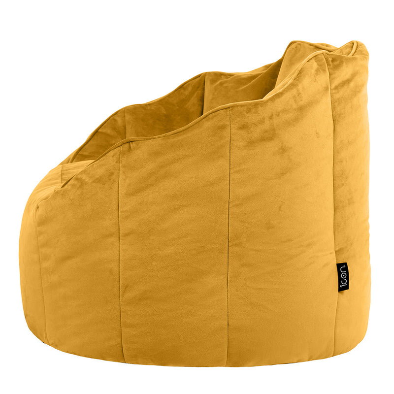 Sirena Velvet Bean Bag Accent Chair - Ochre Yellow