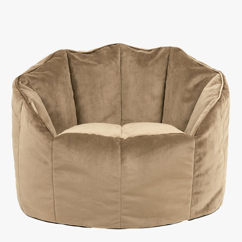 Sirena Velvet Bean Bag Accent Chair - Mocha Brown