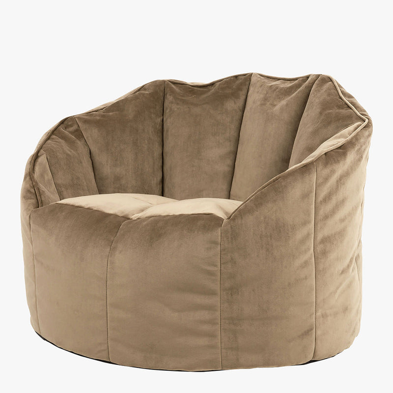 Sirena Velvet Bean Bag Accent Chair - Mocha Brown